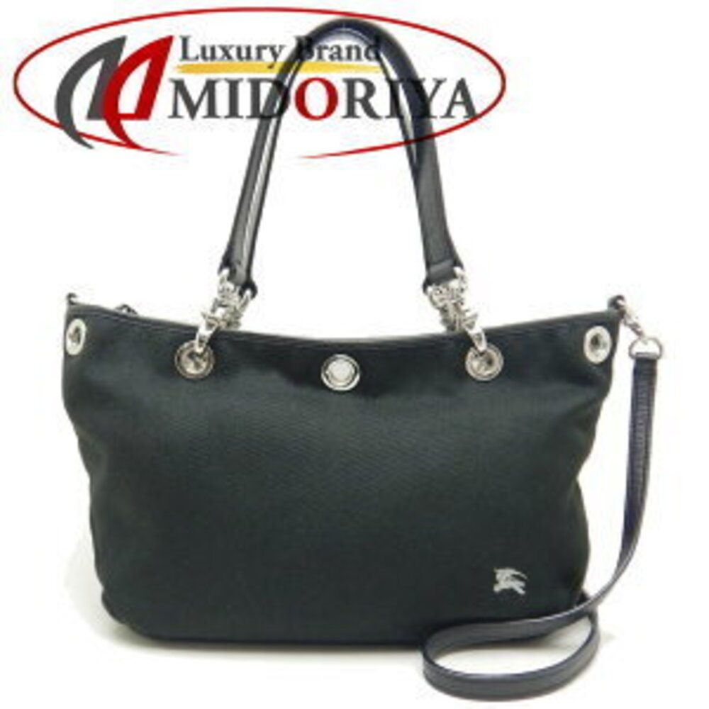 Burberry Blue Label Canvas Leather Handbag Black